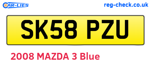 SK58PZU are the vehicle registration plates.