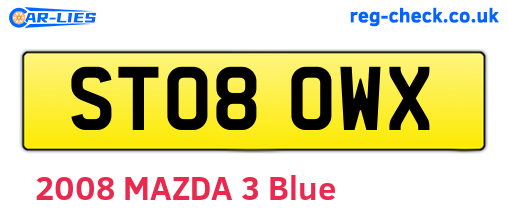 ST08OWX are the vehicle registration plates.