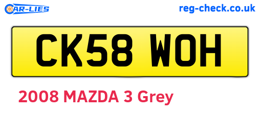 CK58WOH are the vehicle registration plates.