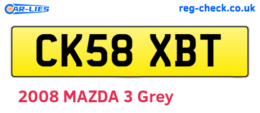 CK58XBT are the vehicle registration plates.