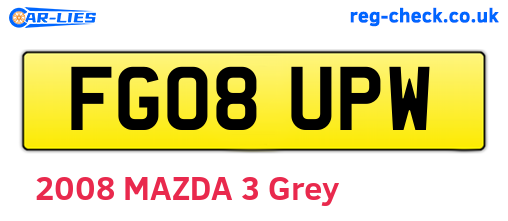 FG08UPW are the vehicle registration plates.