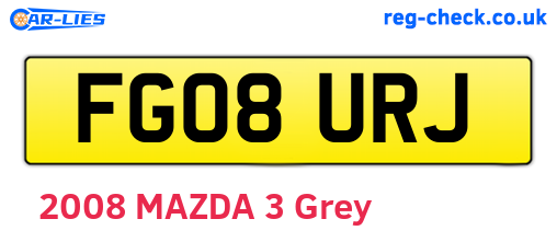 FG08URJ are the vehicle registration plates.