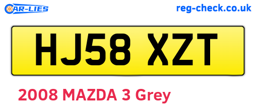 HJ58XZT are the vehicle registration plates.