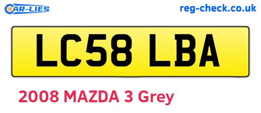 LC58LBA are the vehicle registration plates.