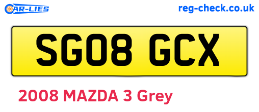 SG08GCX are the vehicle registration plates.