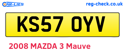 KS57OYV are the vehicle registration plates.