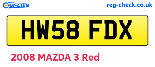 HW58FDX are the vehicle registration plates.