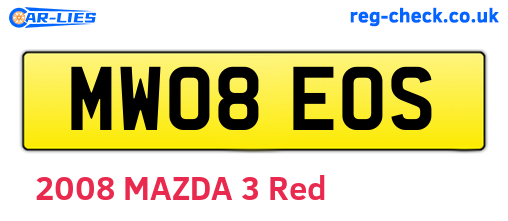 MW08EOS are the vehicle registration plates.