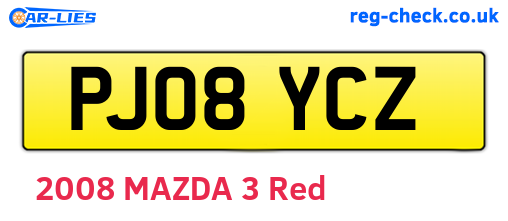PJ08YCZ are the vehicle registration plates.