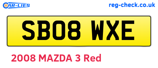 SB08WXE are the vehicle registration plates.