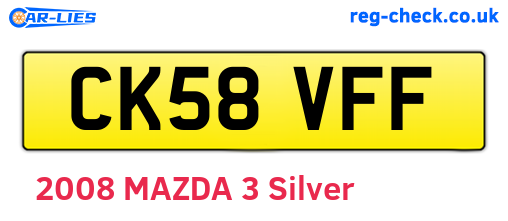 CK58VFF are the vehicle registration plates.
