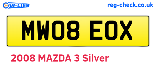 MW08EOX are the vehicle registration plates.