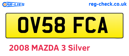 OV58FCA are the vehicle registration plates.