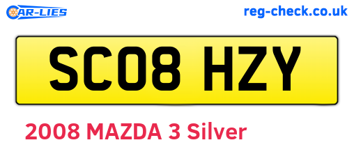 SC08HZY are the vehicle registration plates.