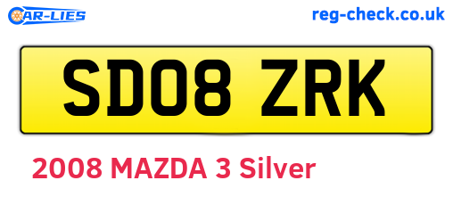 SD08ZRK are the vehicle registration plates.
