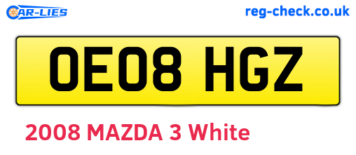OE08HGZ are the vehicle registration plates.