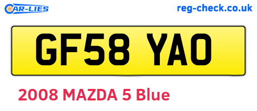 GF58YAO are the vehicle registration plates.