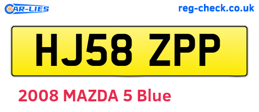 HJ58ZPP are the vehicle registration plates.