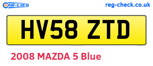 HV58ZTD are the vehicle registration plates.