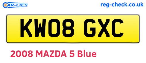 KW08GXC are the vehicle registration plates.