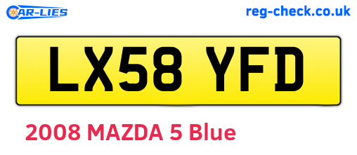 LX58YFD are the vehicle registration plates.