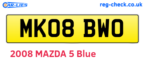 MK08BWO are the vehicle registration plates.