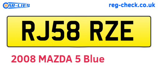 RJ58RZE are the vehicle registration plates.