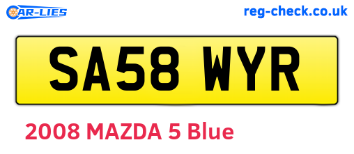 SA58WYR are the vehicle registration plates.