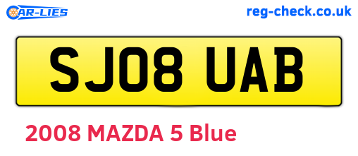 SJ08UAB are the vehicle registration plates.