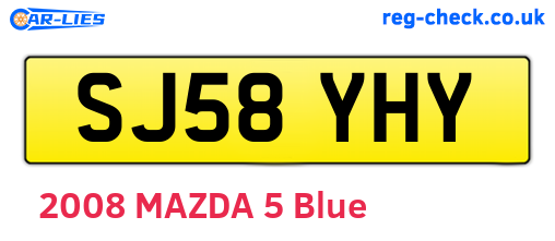 SJ58YHY are the vehicle registration plates.
