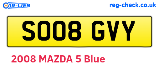 SO08GVY are the vehicle registration plates.
