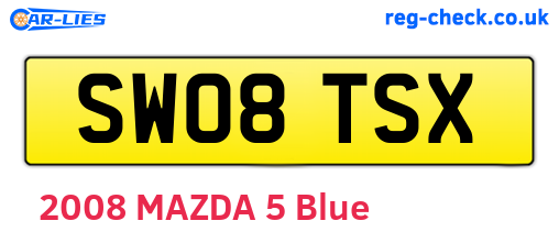 SW08TSX are the vehicle registration plates.