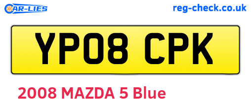 YP08CPK are the vehicle registration plates.