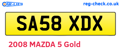 SA58XDX are the vehicle registration plates.