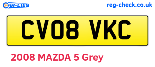 CV08VKC are the vehicle registration plates.