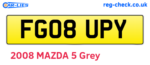 FG08UPY are the vehicle registration plates.