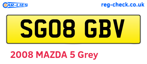 SG08GBV are the vehicle registration plates.