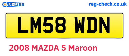 LM58WDN are the vehicle registration plates.