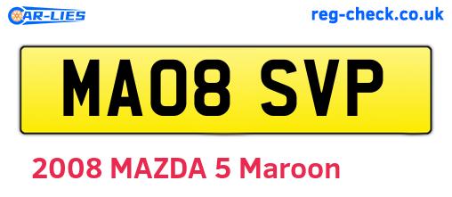 MA08SVP are the vehicle registration plates.