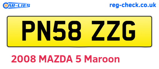 PN58ZZG are the vehicle registration plates.