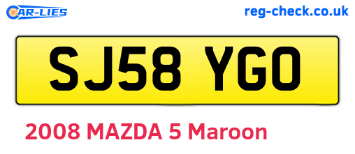 SJ58YGO are the vehicle registration plates.