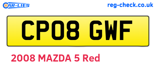 CP08GWF are the vehicle registration plates.