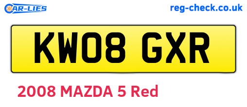 KW08GXR are the vehicle registration plates.