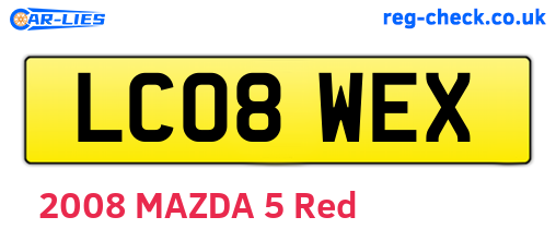 LC08WEX are the vehicle registration plates.
