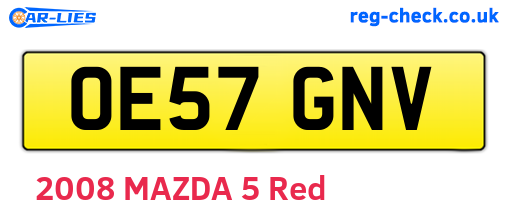 OE57GNV are the vehicle registration plates.