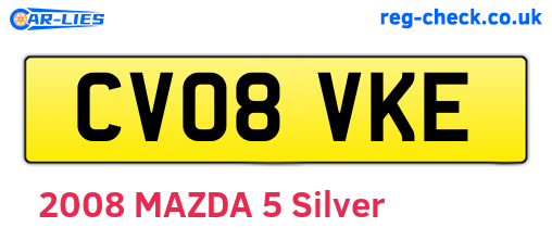 CV08VKE are the vehicle registration plates.
