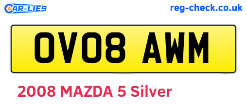 OV08AWM are the vehicle registration plates.