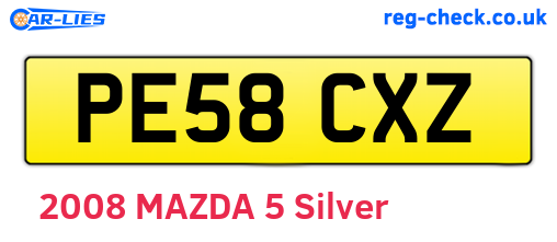 PE58CXZ are the vehicle registration plates.
