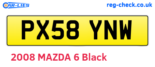 PX58YNW are the vehicle registration plates.