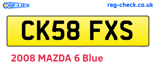 CK58FXS are the vehicle registration plates.